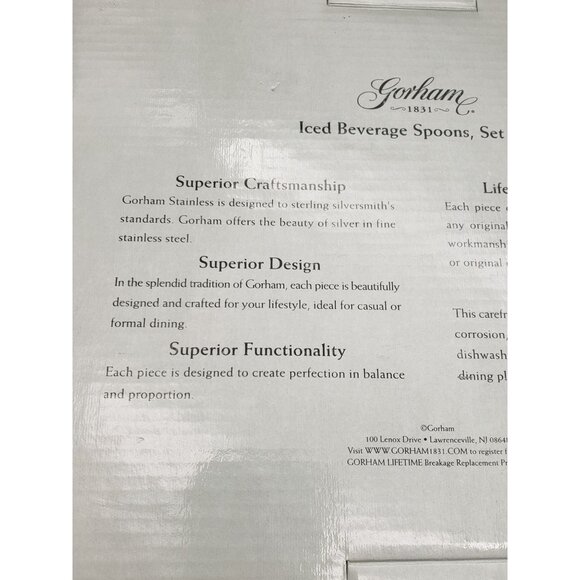 Gorham Iced Tea Beverage Spoons, Meredith, Set of 6, NIB, Stainless - Picture 5 of 7